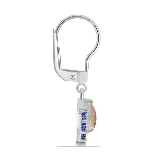 Cercei din Argint 925 ( 2.28 grame ) cu Tanzanit și Opal Etiopian Lega Dembi 1.72 Carate