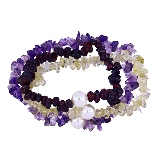 Set din Pepită ( 29.46 grame ) cu Granat Barton și Perlă de Apă Dulce Albă 147.32 Carate ( Brățară )