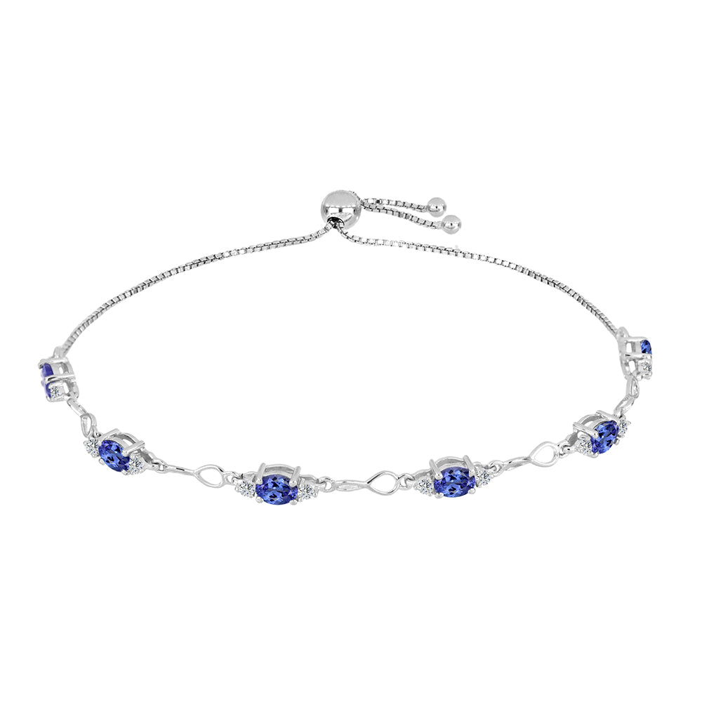 Brățară din Argint 925 ( 5.65 grame ) cu Tanzanit și Topaz Alb 2.31 Carate