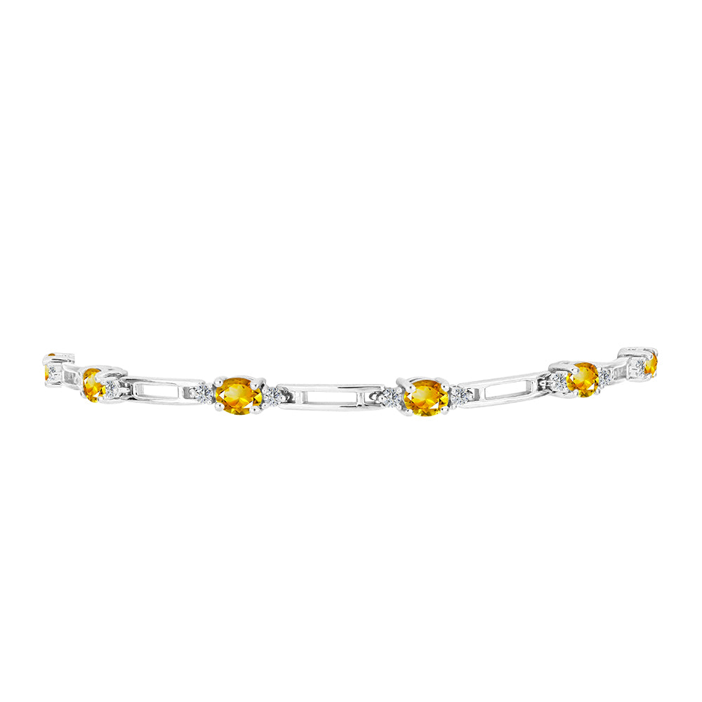 Brățară din Argint 925 ( 5.84 grame ) cu Citrin Ural și Topaz Alb 2.36 Carate