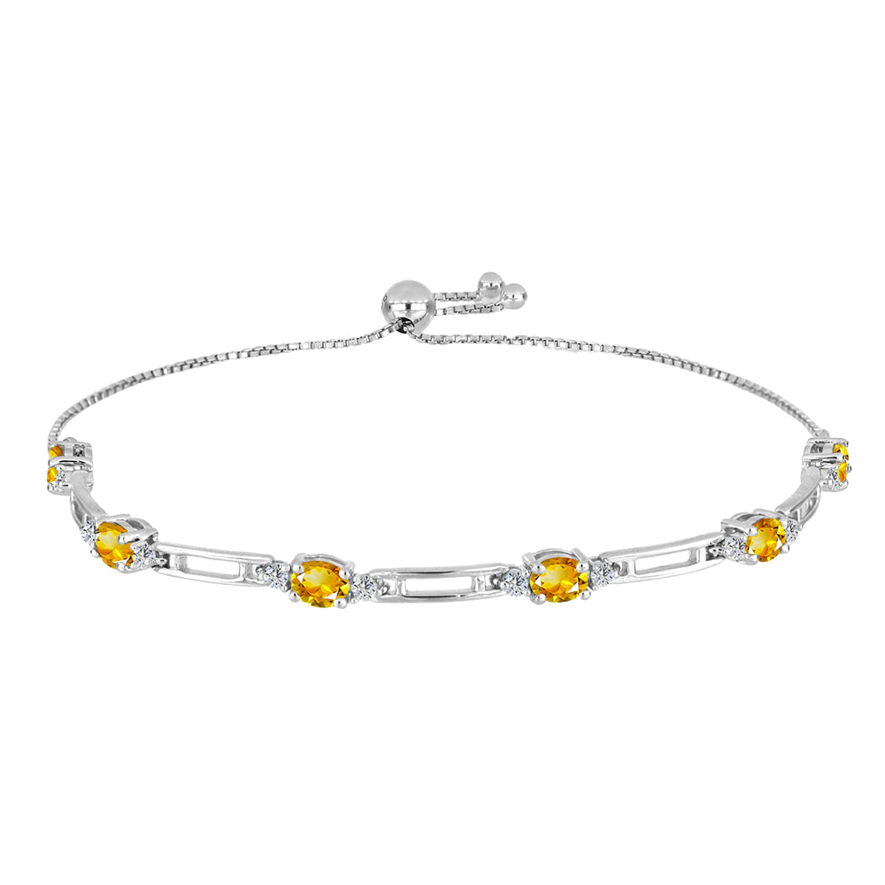 Brățară din Argint 925 ( 5.84 grame ) cu Citrin Ural și Topaz Alb 2.36 Carate 1 