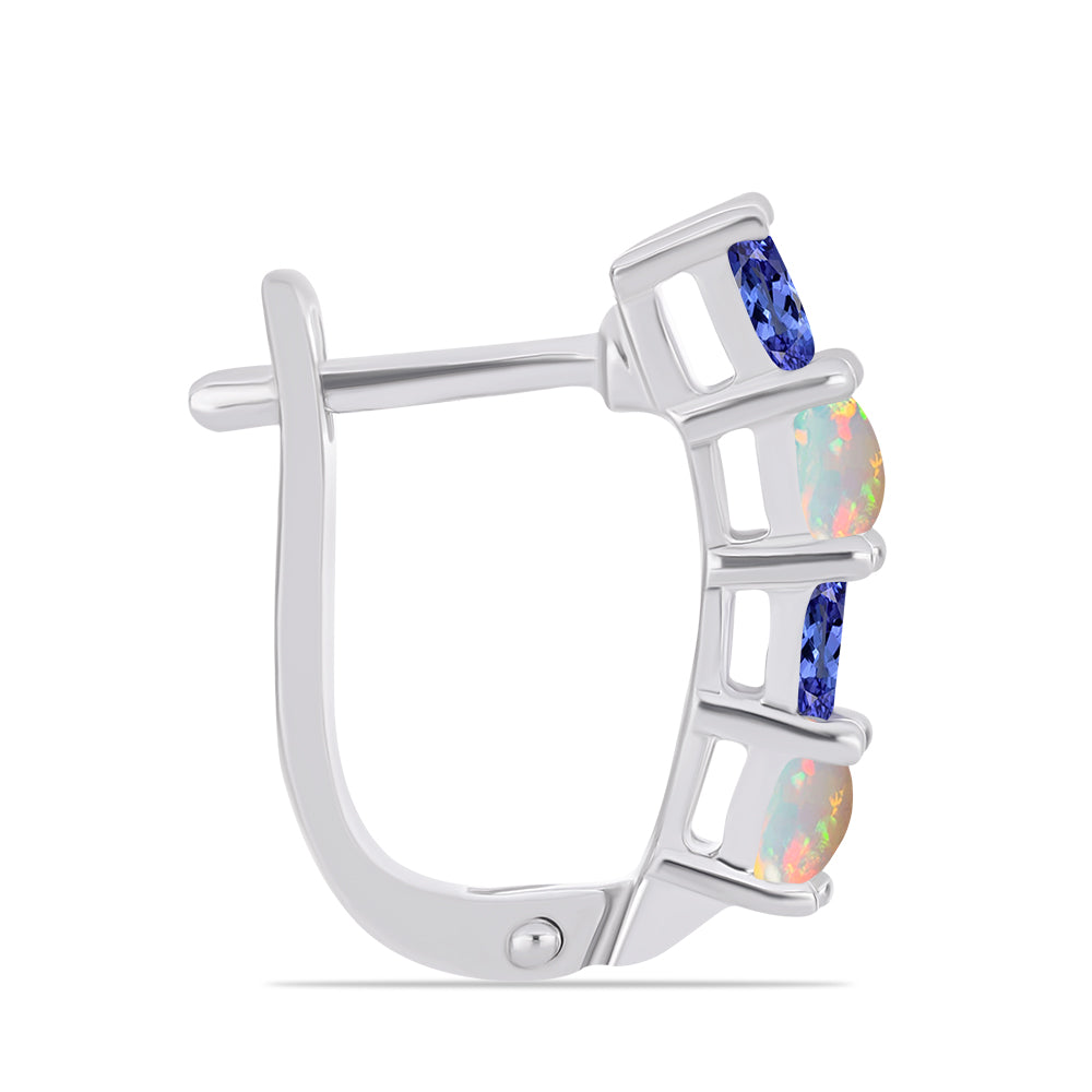 Cercei din Argint 925 ( 3.22 grame ) cu Tanzanit și Opal Etiopian Lega Dembi 1.08 Carate
