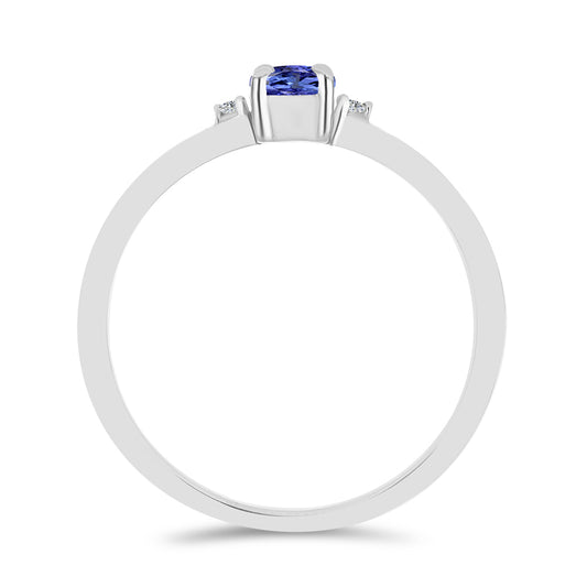 Inel din Argint 925 ( 1.16 grame ) cu Tanzanit și Topaz Alb 0.26 Carate