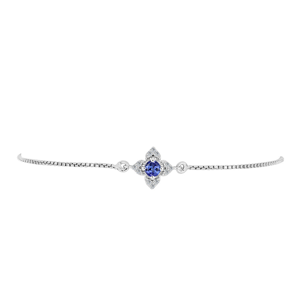 Brățară din Argint 925 ( 2.62 grame ) cu Tanzanit și Topaz Alb 0.35 Carate 1 