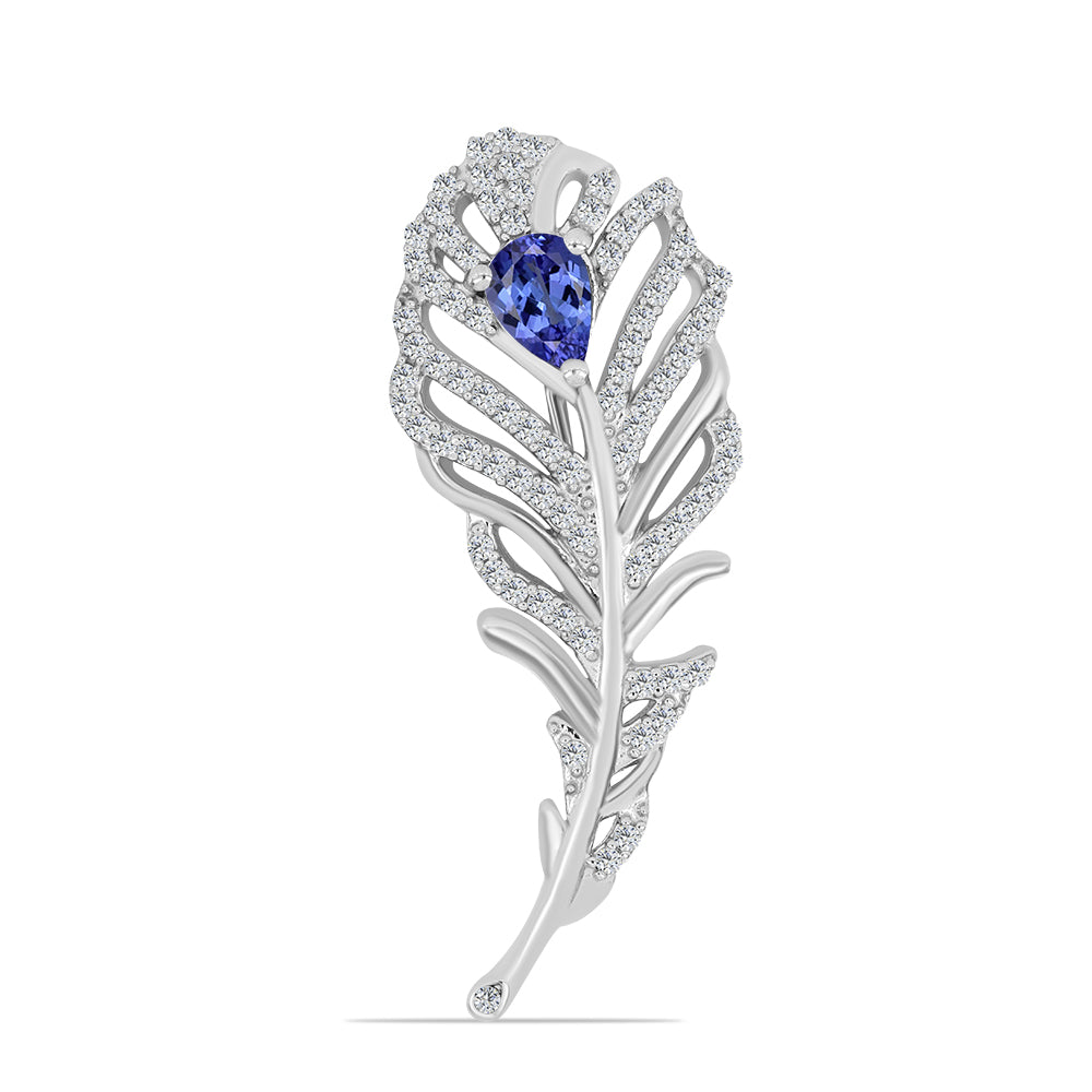 Broşă din Argint 925 ( 4.71 grame ) cu Tanzanit și Topaz Alb 1.34 Carate 1 