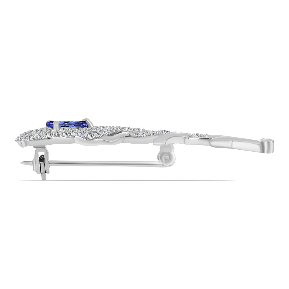 Broşă din Argint 925 ( 4.71 grame ) cu Tanzanit și Topaz Alb 1.34 Carate 2 