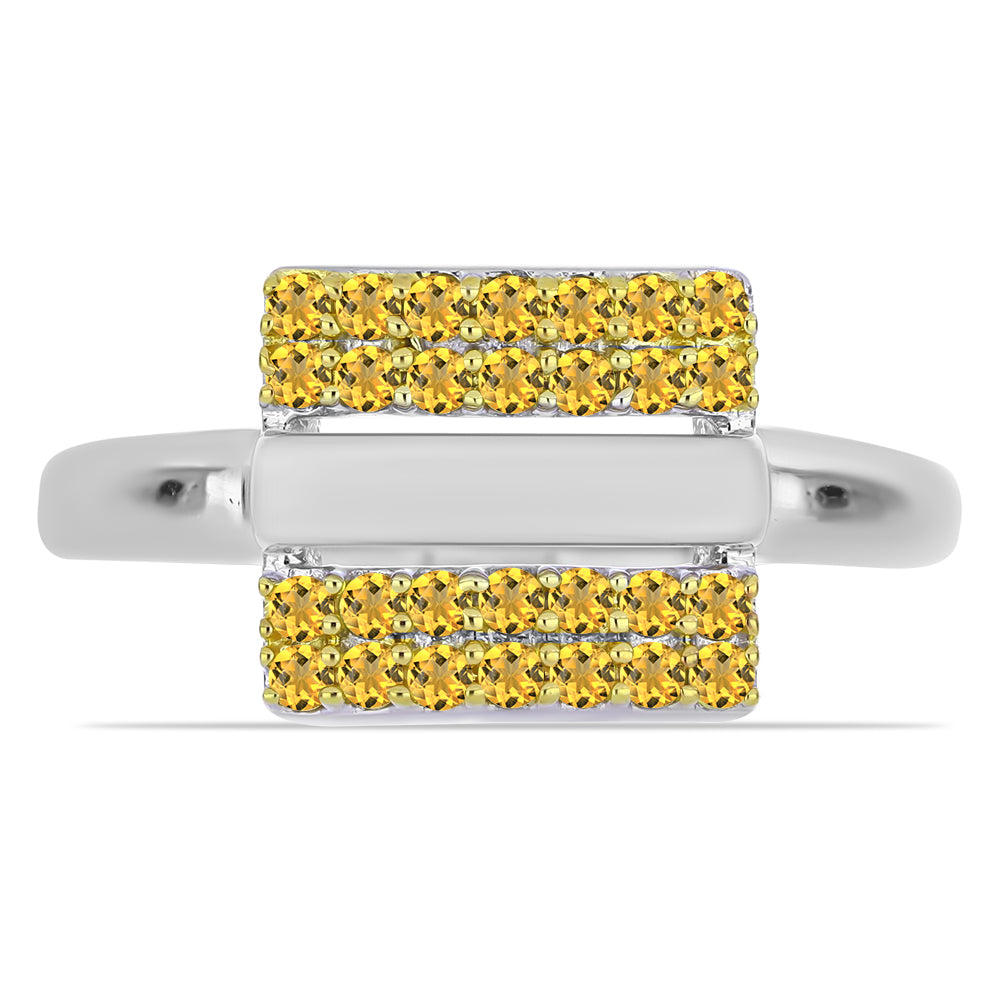 Inel din Argint 925 Placat cu Aur de 2 tonuri ( 2.86 grame ) cu Citrin Ural 0.45 Carate 2 
