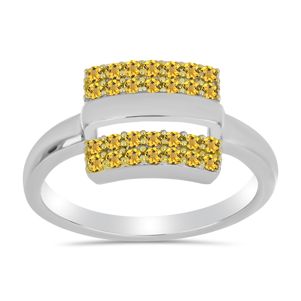 Inel din Argint 925 Placat cu Aur de 2 tonuri ( 2.86 grame ) cu Citrin Ural 0.45 Carate