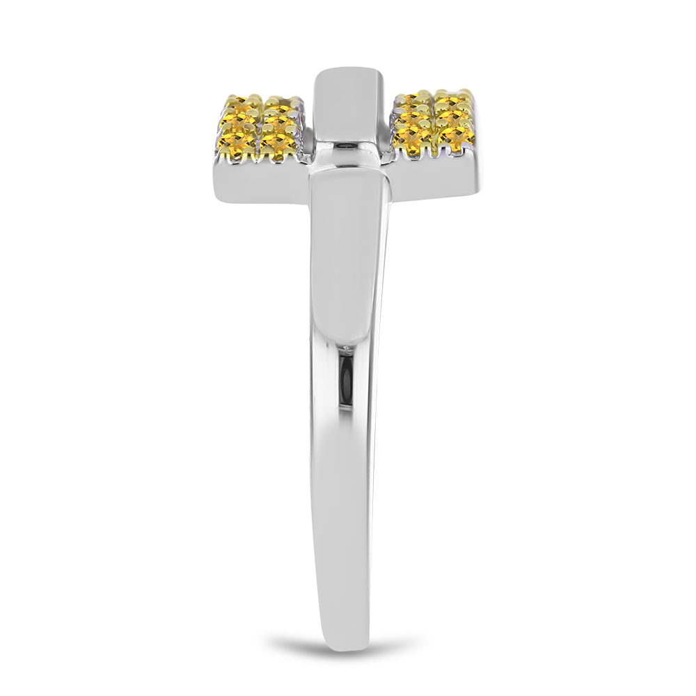 Inel din Argint 925 Placat cu Aur de 2 tonuri ( 2.86 grame ) cu Citrin Ural 0.45 Carate 4 