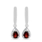 Cercei din Argint 925 ( 4.71 grame ) cu Granat Barton și Topaz Alb 1.88 Carate