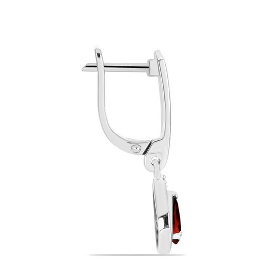 Cercei din Argint 925 ( 4.71 grame ) cu Granat Barton și Topaz Alb 1.88 Carate