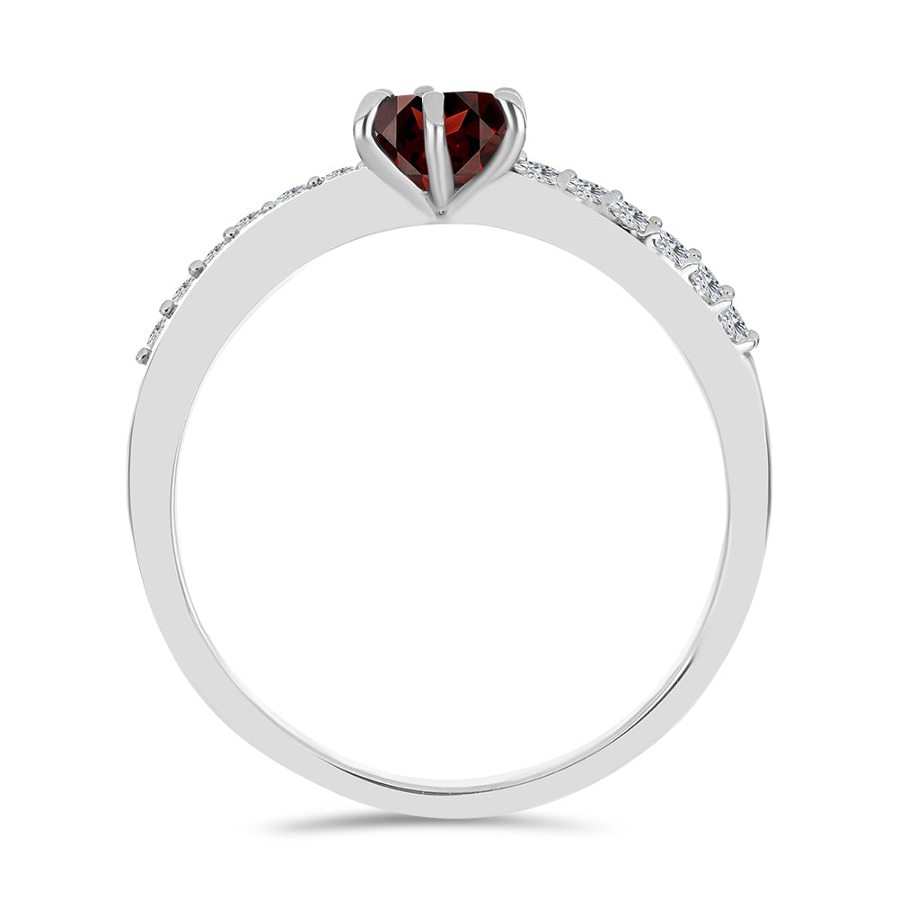 Inel din Argint 925 ( 1.67 grame ) cu Granat Barton și Topaz Alb 0.8 Carate 3 