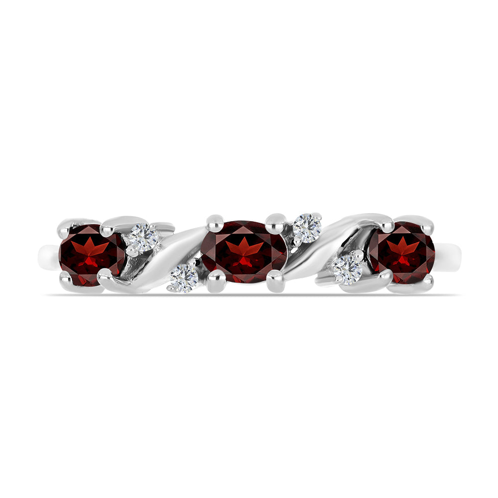 Inel din Argint 925 ( 1.77 grame ) cu Granat Barton și Topaz Alb 0.71 Carate