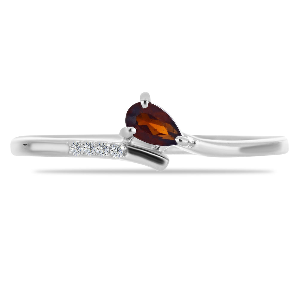 Inel din Argint 925 ( 1.39 grame ) cu Granat Barton și Topaz Alb 0.28 Carate 2 
