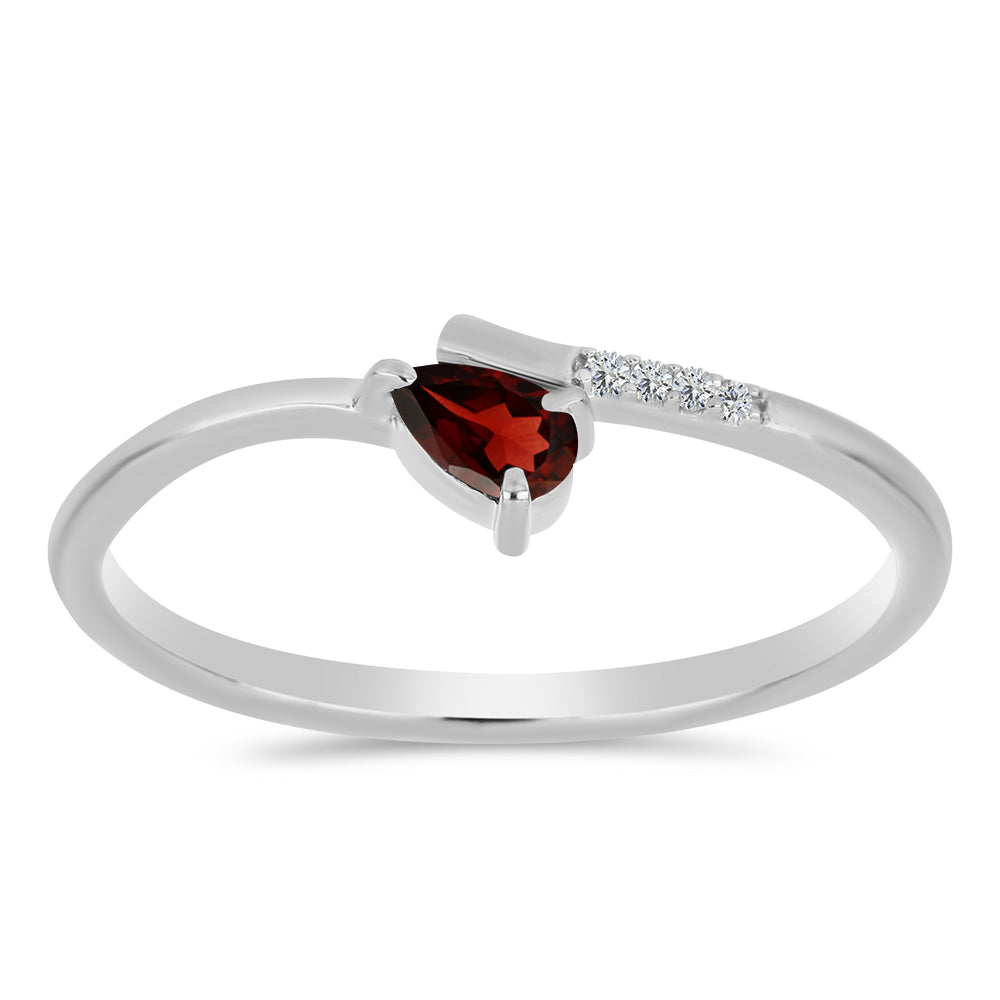 Inel din Argint 925 ( 1.39 grame ) cu Granat Barton și Topaz Alb 0.28 Carate