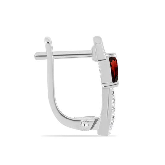 Cercei din Argint 925 ( 3.42 grame ) cu Granat Barton și Topaz Alb 0.91 Carate