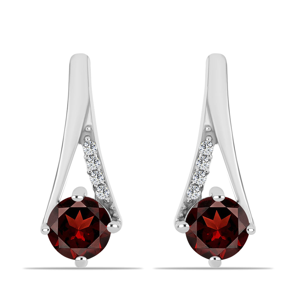 Cercei din Argint 925 ( 2.6 grame ) cu Granat Barton și Topaz Alb 1.22 Carate