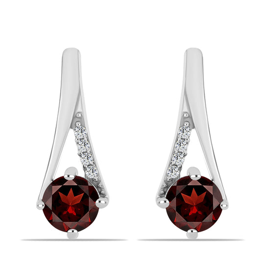 Cercei din Argint 925 ( 2.6 grame ) cu Granat Barton și Topaz Alb 1.22 Carate