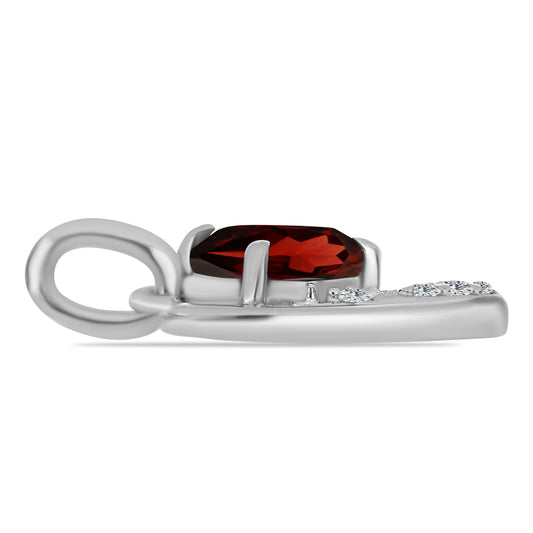 Pandantiv din Argint 925 ( 1.28 grame ) cu Granat Barton și Topaz Alb 0.92 Carate