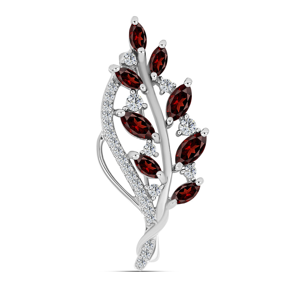 Broşă din Argint 925 ( 2.95 grame ) cu Granat Barton și Topaz Alb 1.46 Carate