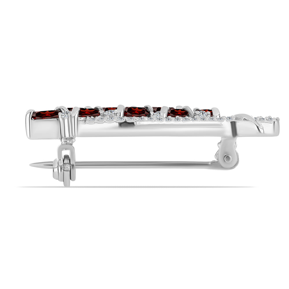 Broşă din Argint 925 ( 2.95 grame ) cu Granat Barton și Topaz Alb 1.46 Carate 2 