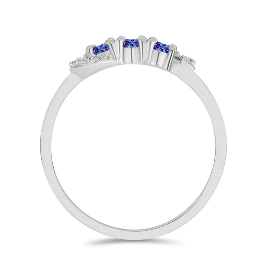 Inel din Argint 925 ( 1.8 grame ) cu Tanzanit și Topaz Alb 0.59 Carate