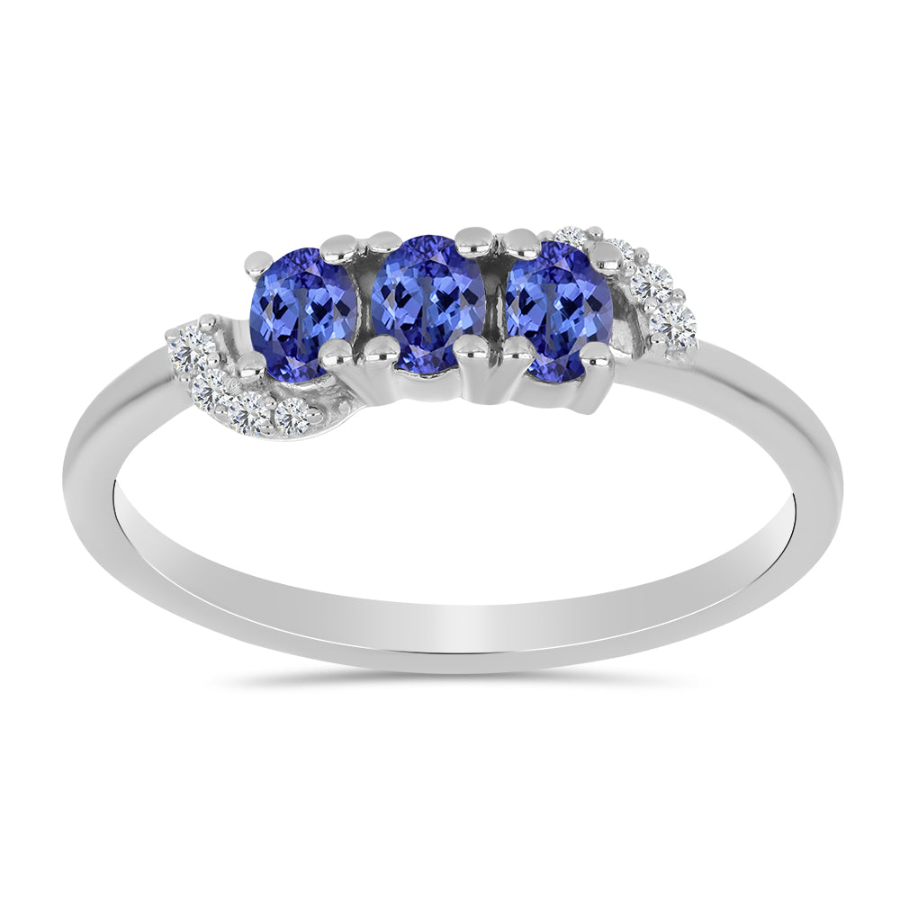 Inel din Argint 925 ( 1.8 grame ) cu Tanzanit și Topaz Alb 0.59 Carate 3 