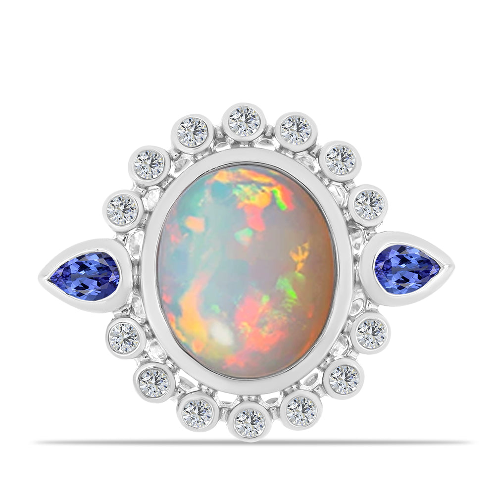 Inel din Argint 925 ( 4.2 grame ) cu Tanzanit și Opal Etiopian Lega Dembi 3.18 Carate 1 