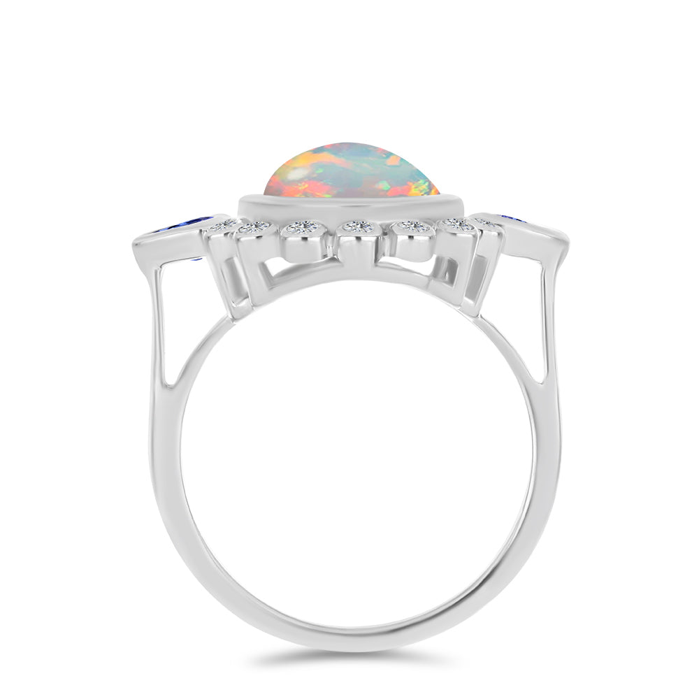 Inel din Argint 925 ( 4.2 grame ) cu Tanzanit și Opal Etiopian Lega Dembi 3.18 Carate 2 