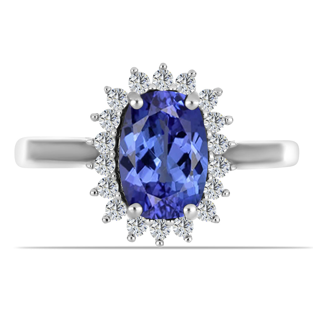 Inel din Argint 925 ( 2.64 grame ) cu Tanzanit și Topaz Alb 2.3 Carate 1 