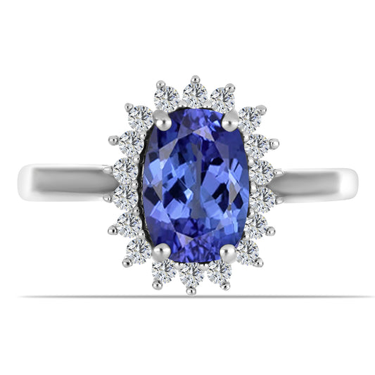 Inel din Argint 925 ( 2.64 grame ) cu Tanzanit și Topaz Alb 2.3 Carate