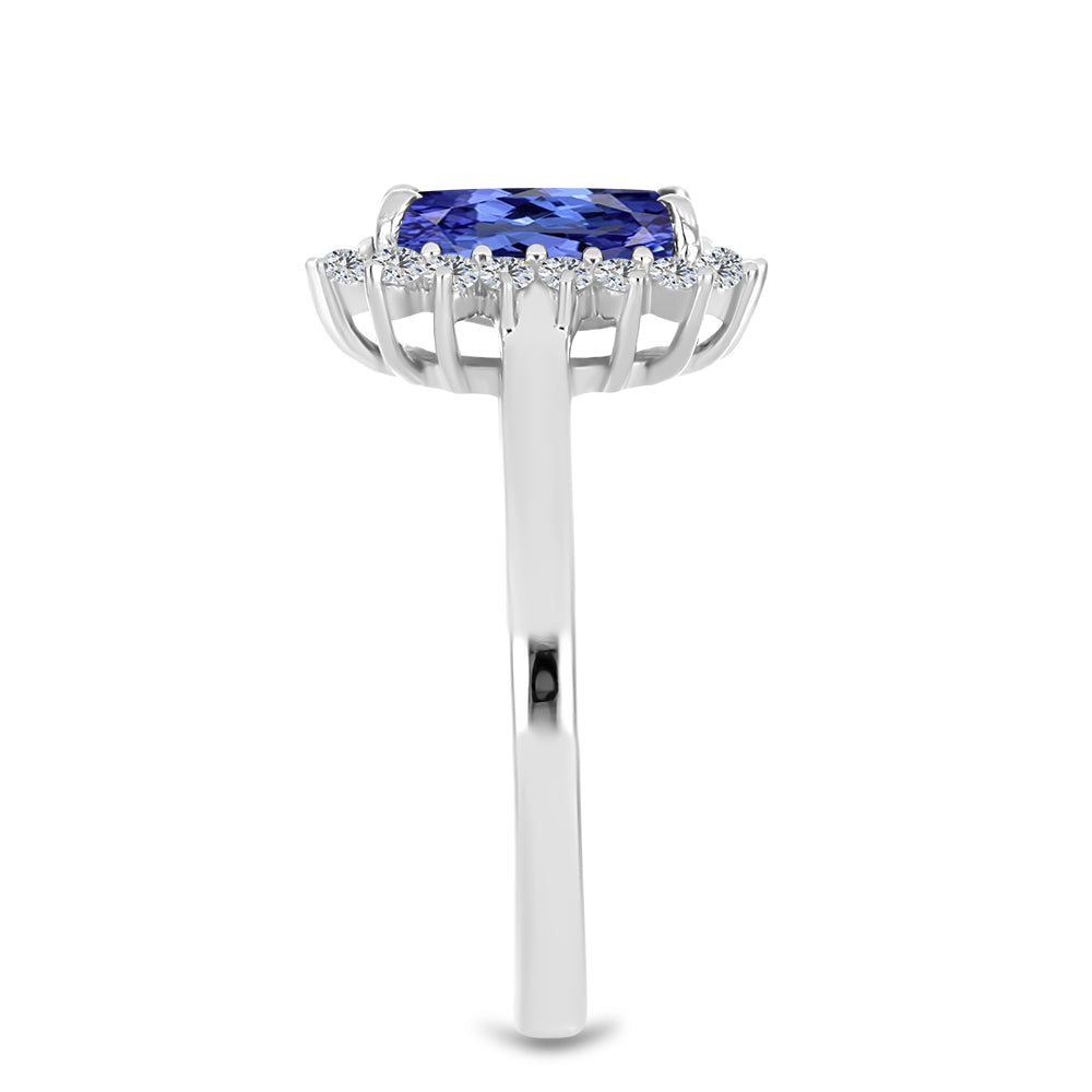 Inel din Argint 925 ( 2.64 grame ) cu Tanzanit și Topaz Alb 2.3 Carate 4 