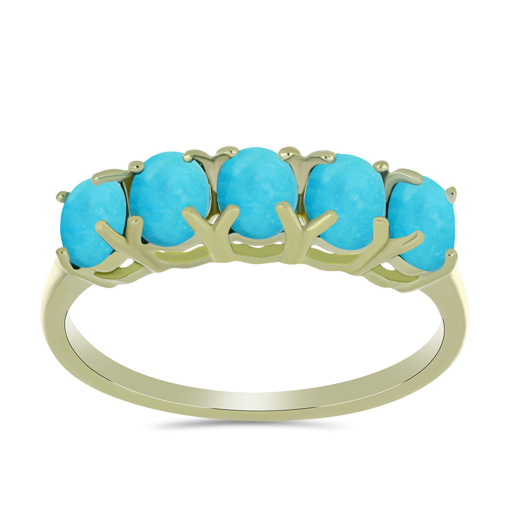 Inel din Argint 925 Placat cu Aur ( 2.35 grame ) cu Turcoaz ”Frumoasa Adormită” 1.53 Carate 1 