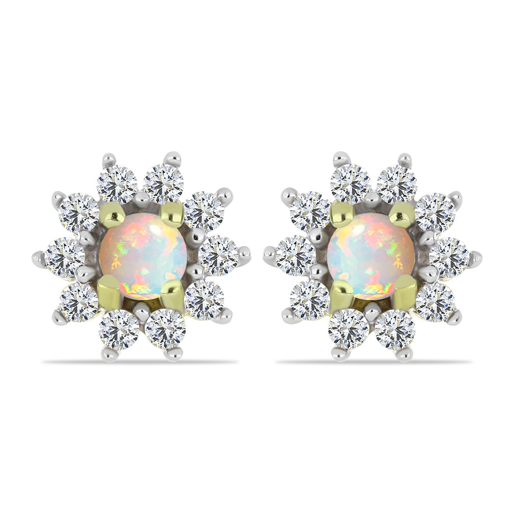 Cercei din Argint 925 Placat cu Aur ( 1.3 grame ) cu Opal Etiopian Lega Dembi și Topaz Alb 0.56 Carate 1 