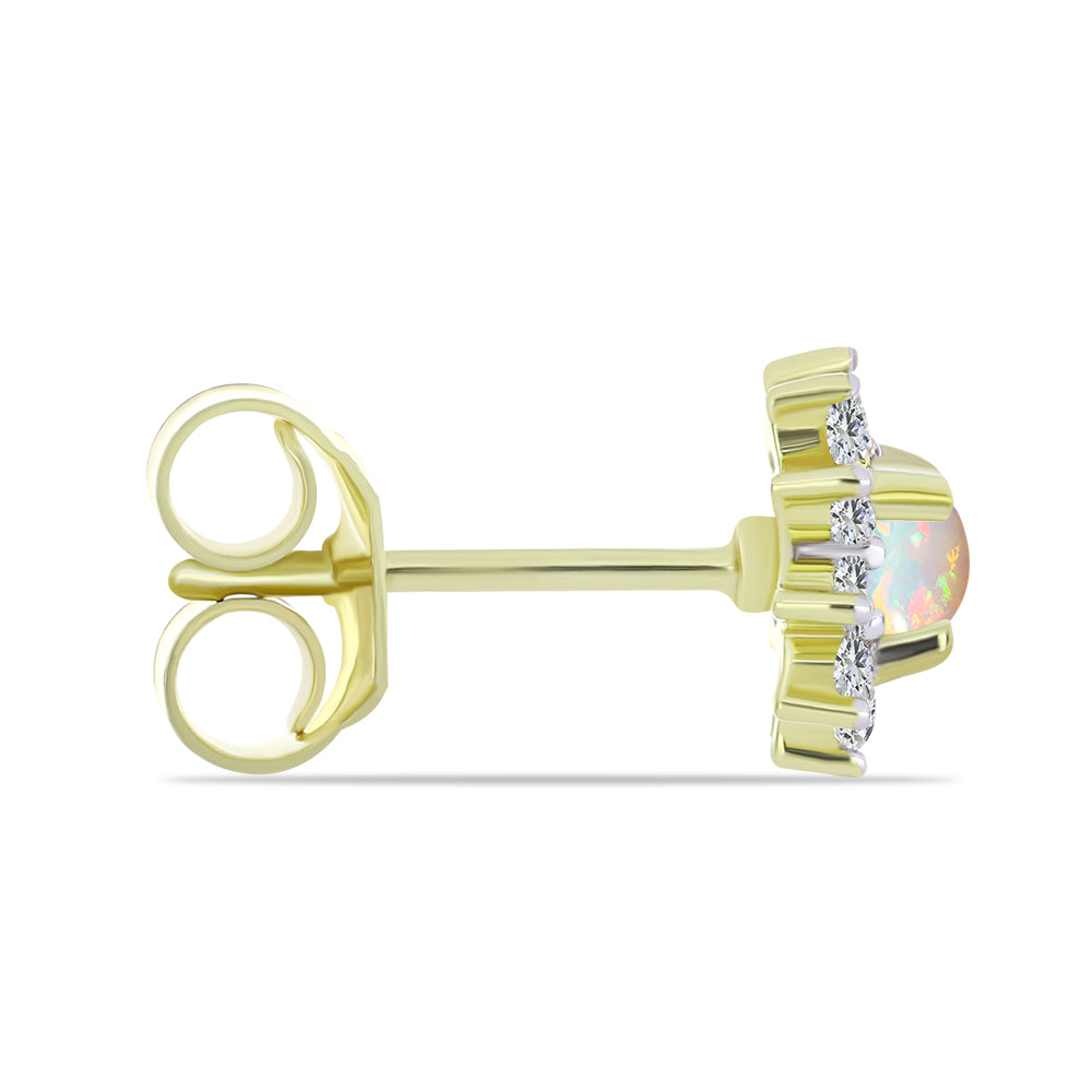 Cercei din Argint 925 Placat cu Aur ( 1.3 grame ) cu Opal Etiopian Lega Dembi și Topaz Alb 0.56 Carate