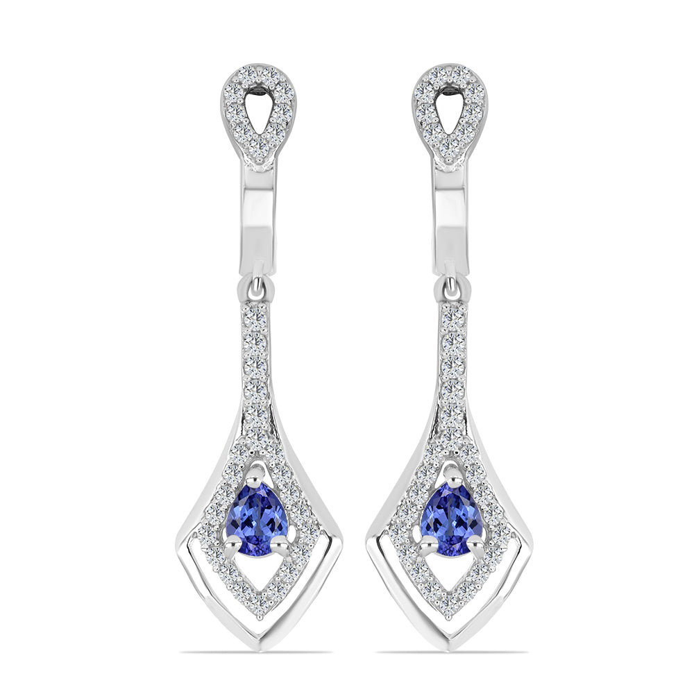 Cercei din Argint 925 ( 4.52 grame ) cu Tanzanit și Topaz Alb 1.29 Carate