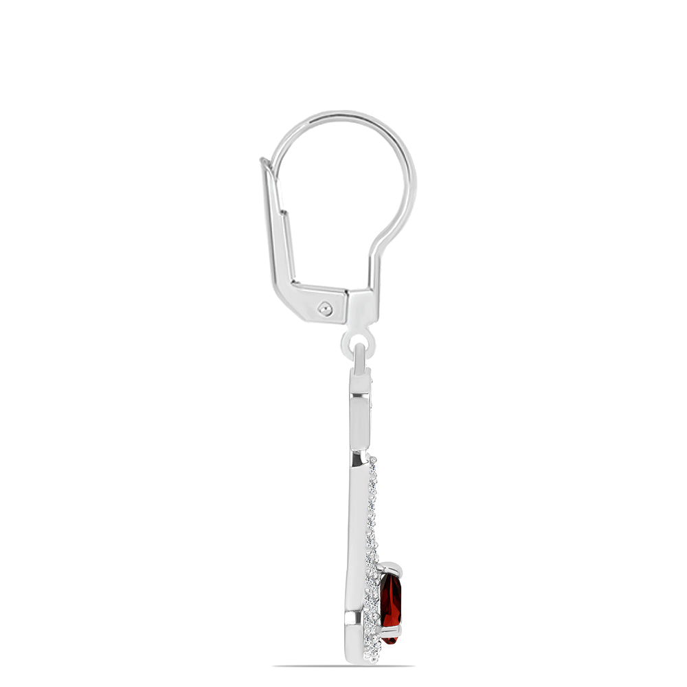 Cercei din Argint 925 ( 2.94 grame ) cu Granat Barton și Topaz Alb 1.42 Carate 2 