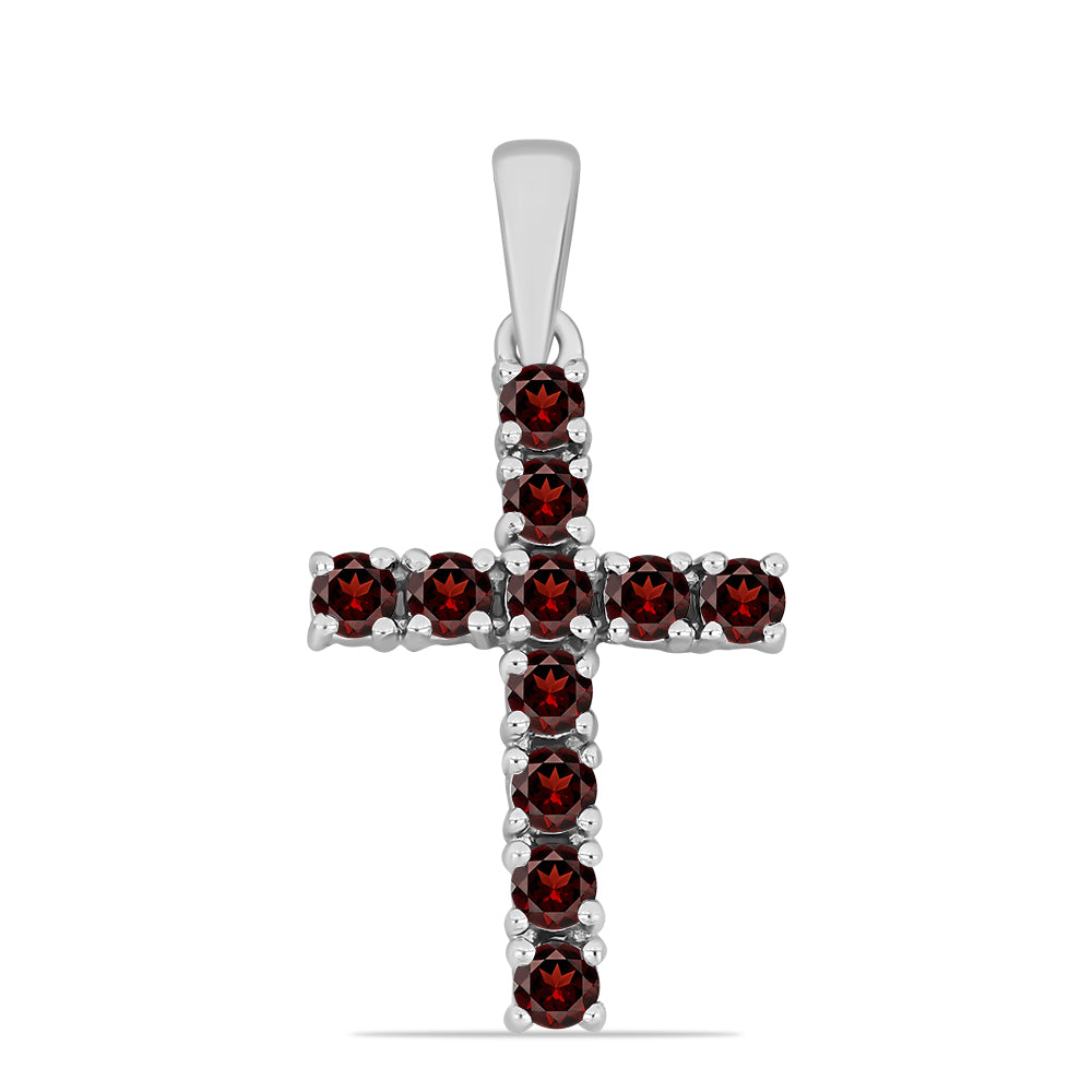 Cruce Pandantiv din Argint 925 ( 1.23 grame ) cu Granat Barton 0.98 Carate 1 