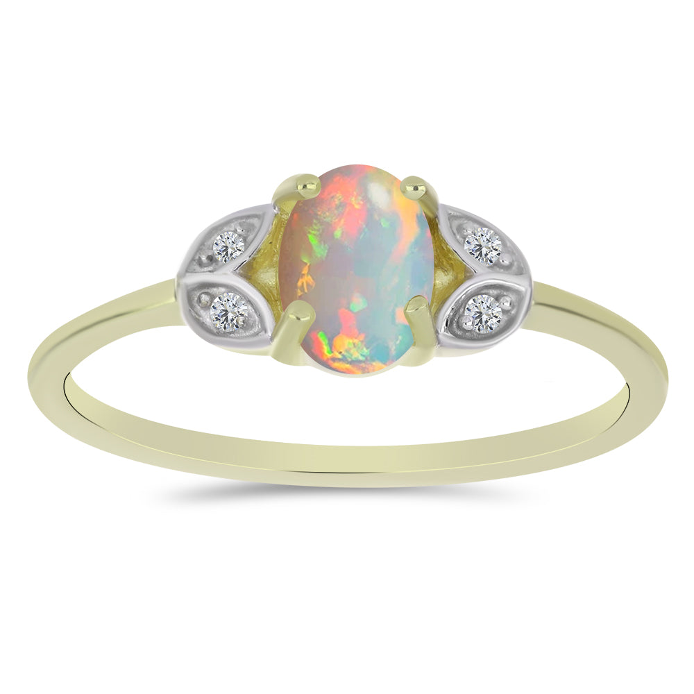 Inel din Argint 925 Placat cu Aur ( 1.93 grame ) cu Opal Etiopian Lega Dembi și Topaz Alb 0.56 Carate
