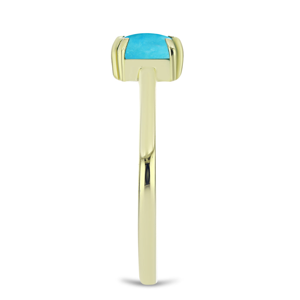 Inel din Argint 925 Placat cu Aur ( 1.59 grame ) cu Turcoaz ”Frumoasa Adormită” 0.56 Carate 4 