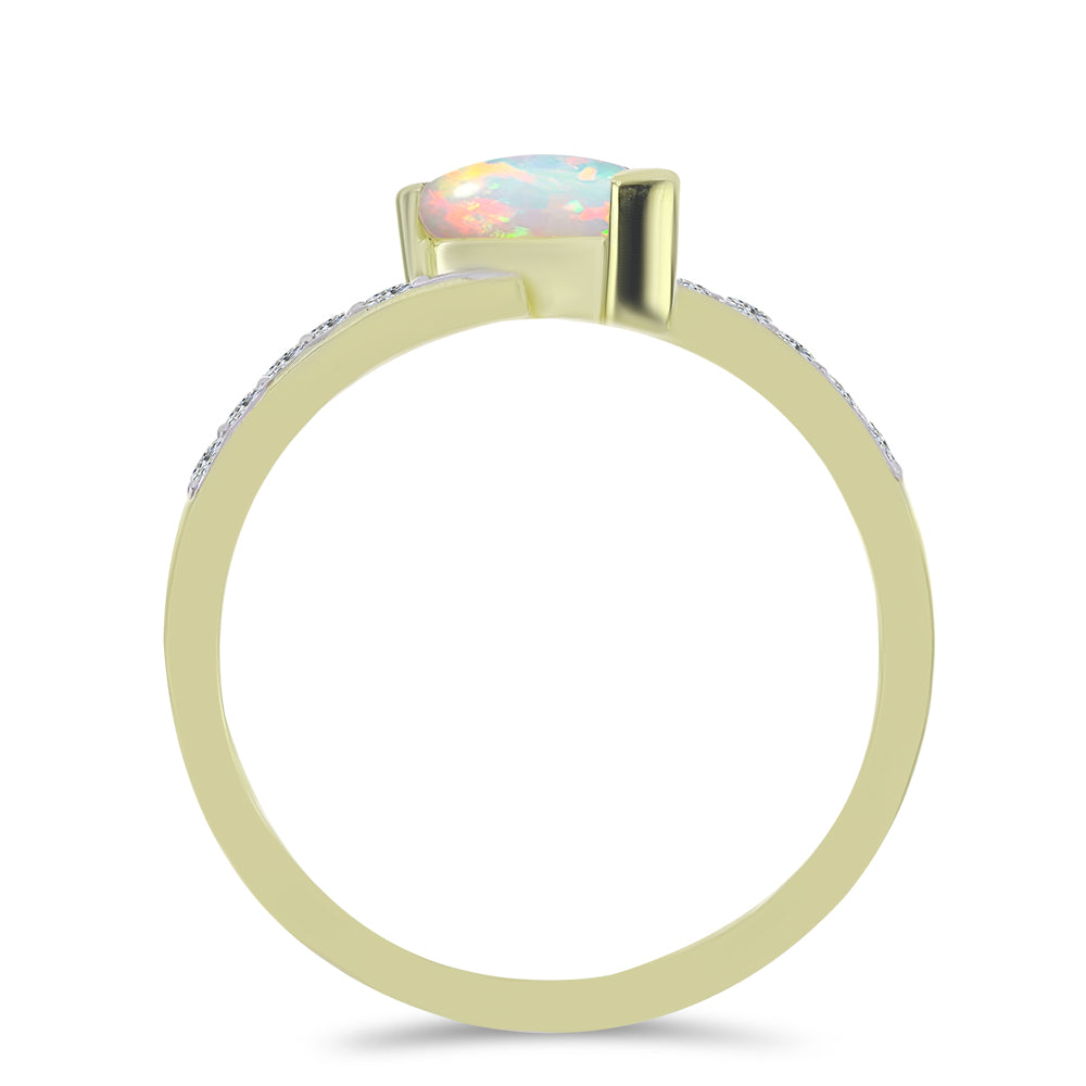 Inel din Argint 925 Placat cu Aur ( 2.24 grame ) cu Opal Etiopian Lega Dembi și Topaz Alb 0.6 Carate 3 