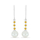 Cercei din Argint 925 ( 1.55 grame ) cu Citrin Ural și Perlă de Apă Dulce Albă 6.27 Carate
