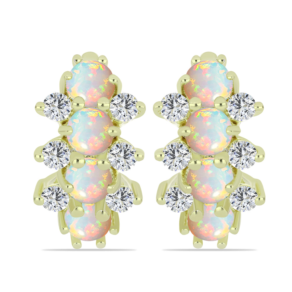 Cercei din Argint 925 Placat cu Aur ( 6.02 grame ) cu Opal Etiopian Lega Dembi și Topaz Alb 2.49 Carate