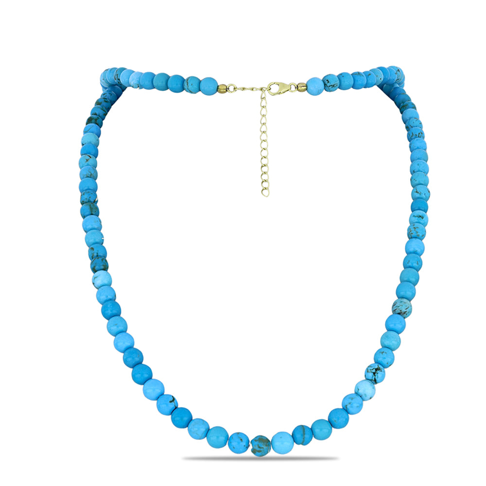 Colier din Argint 925 Placat cu Aur ( 1.01 grame ) cu Turcoaz ”Frumoasa Adormită” 124.96 Carate 1 