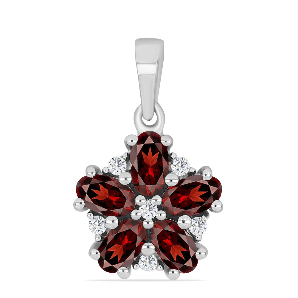 Pandantiv din Argint 925 ( 1.17 grame ) cu Granat Barton și Topaz Alb 1.61 Carate 1 