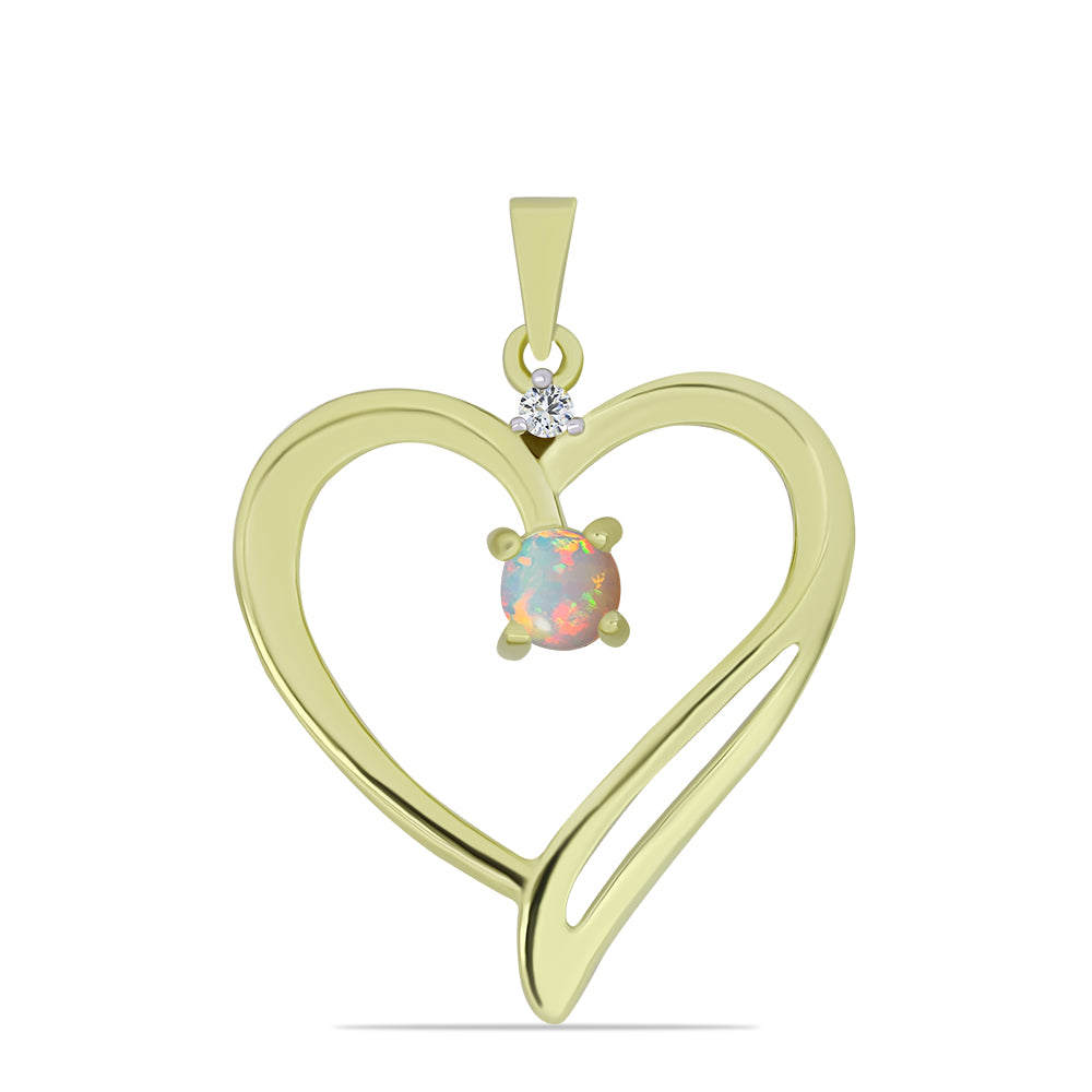 Pandantiv din Argint 925 Placat cu Aur ( 1.89 grame ) cu Opal Etiopian Lega Dembi și Topaz Alb 0.19 Carate
