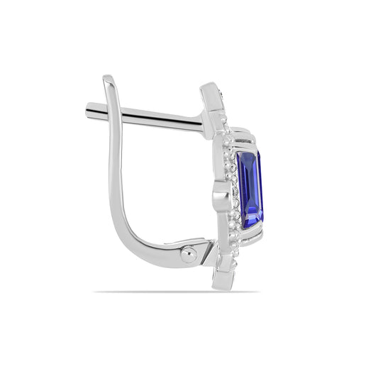 Cercei din Argint 925 ( 4.58 grame ) cu Tanzanit și Topaz Alb 3.75 Carate