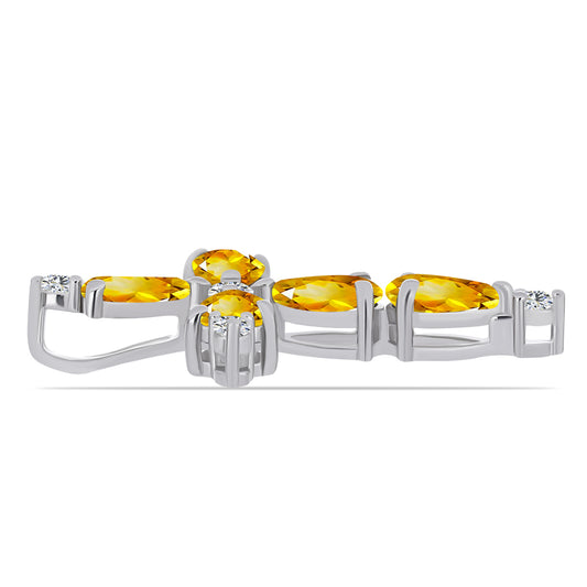 Cruce Pandantiv din Argint 925 ( 1.69 grame ) cu Citrin Ural și Topaz Alb 2.06 Carate