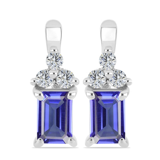 Cercei din Argint 925 ( 2.28 grame ) cu Tanzanit și Topaz Alb 1.26 Carate