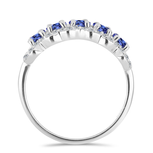 Inel din Argint 925 ( 3.35 grame ) cu Tanzanit și Topaz Alb 2.2 Carate